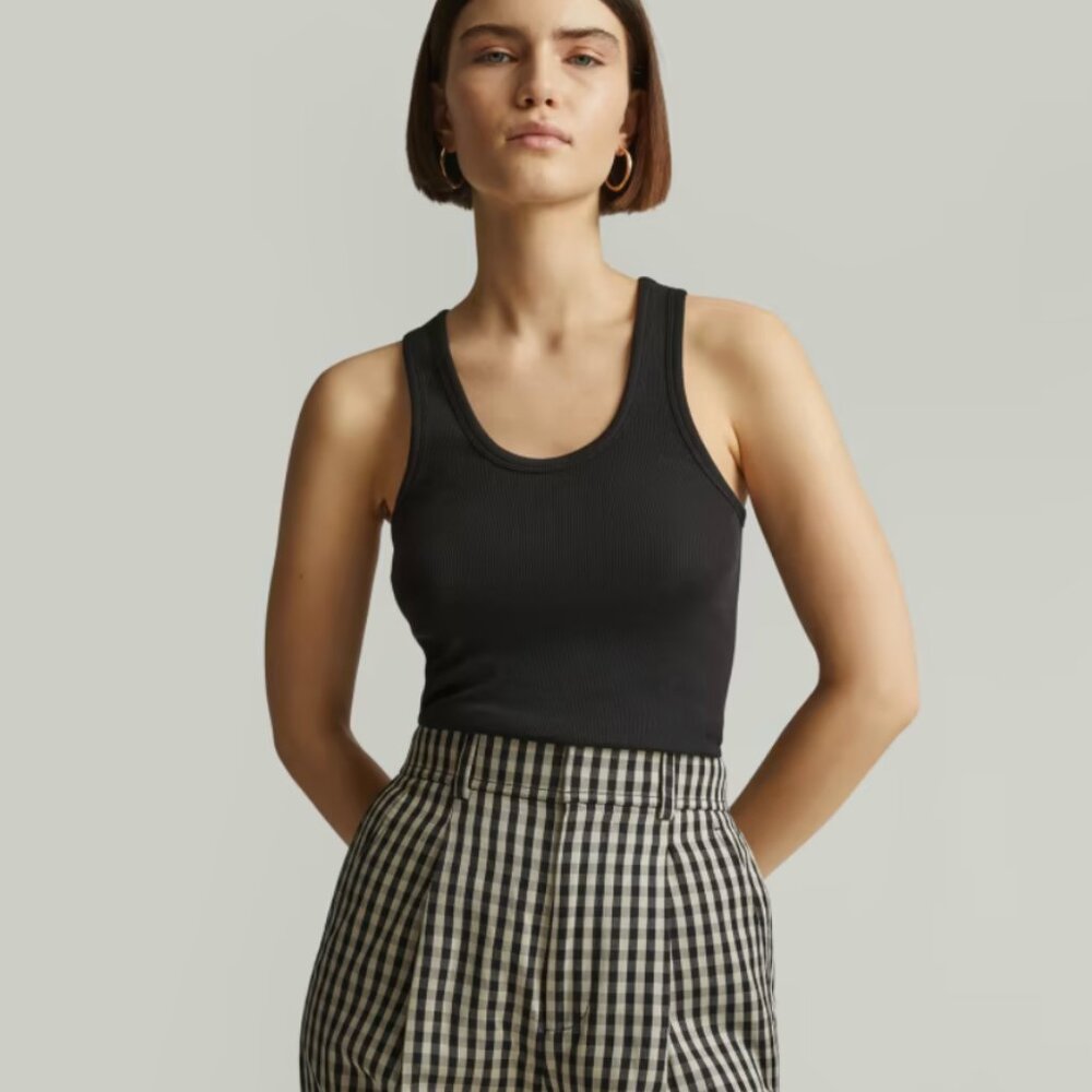 NWOT Everlane Luxe-Rib Tank Top - Black - Size XL